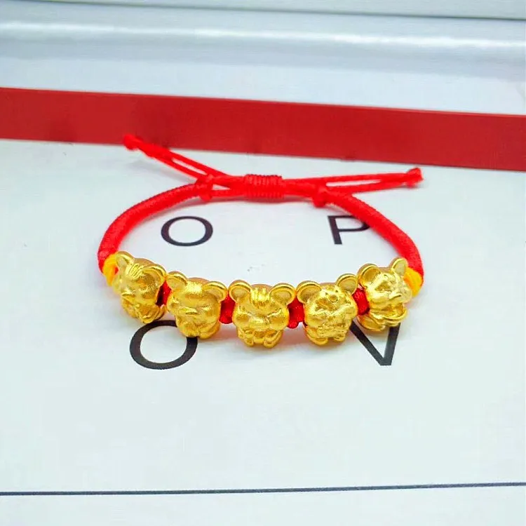 

Gold Five Lucky Rat BraceletGold Plated Cute Rat Bracelet Exquisite Gold Hand Woven Ladies Jewelry