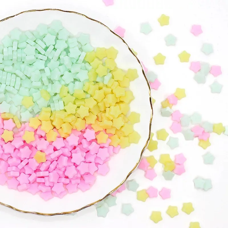 100Pcs Candy Mix DIY Children's Handmade Puzzle Star Beads Soft Resin Star Charms for Diy Craft Making