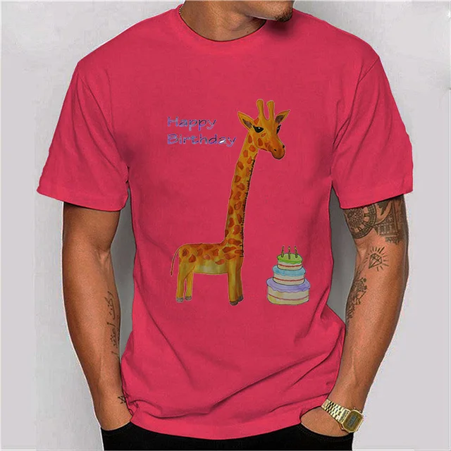 

Men's summer simple giraffe print all-match casual short-sleeved T-shirt, Picture color