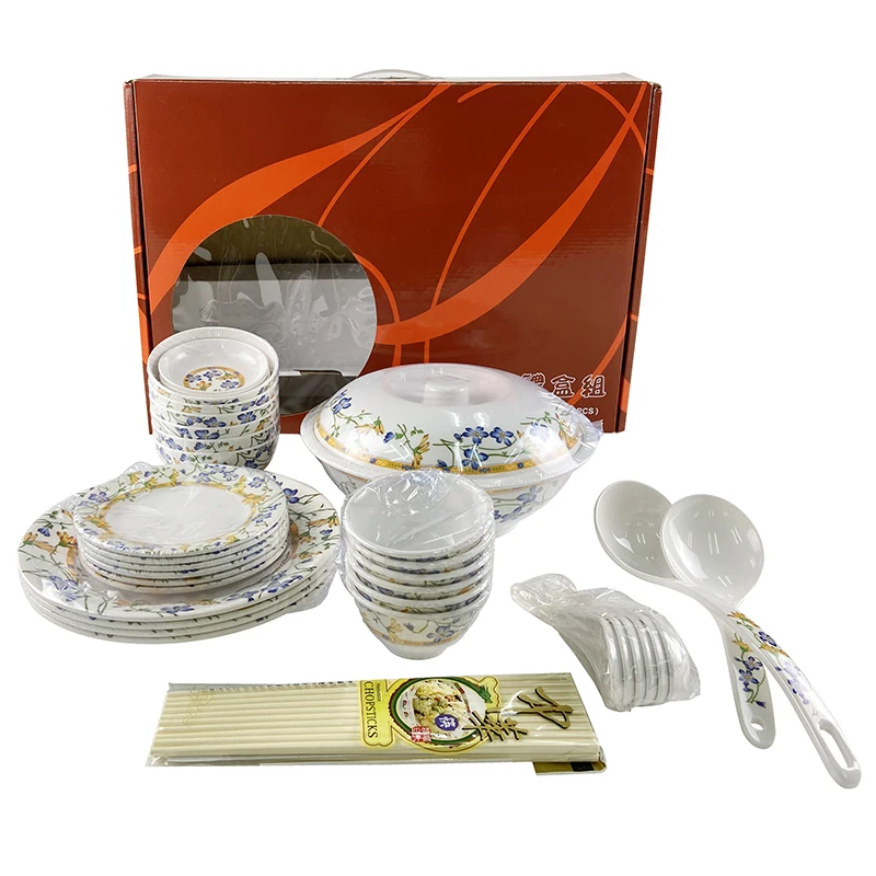 

New arrival unbreakable OEM tableware plates and bowls melamine dinner sets, Customized acceptable