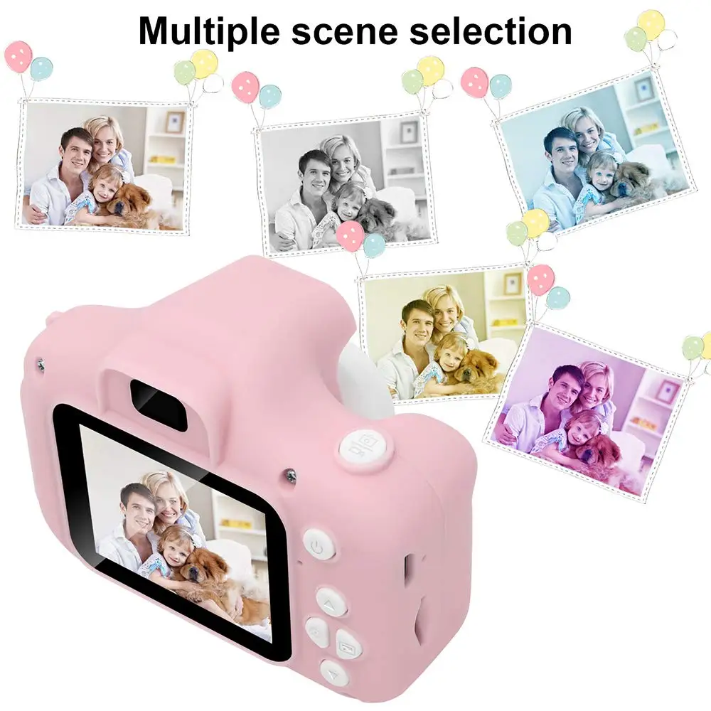 

Dropshipping 2 Inch HD Screen Mini Cute Children Birthday Gift for digital kids photo camera, Pink;blue;green