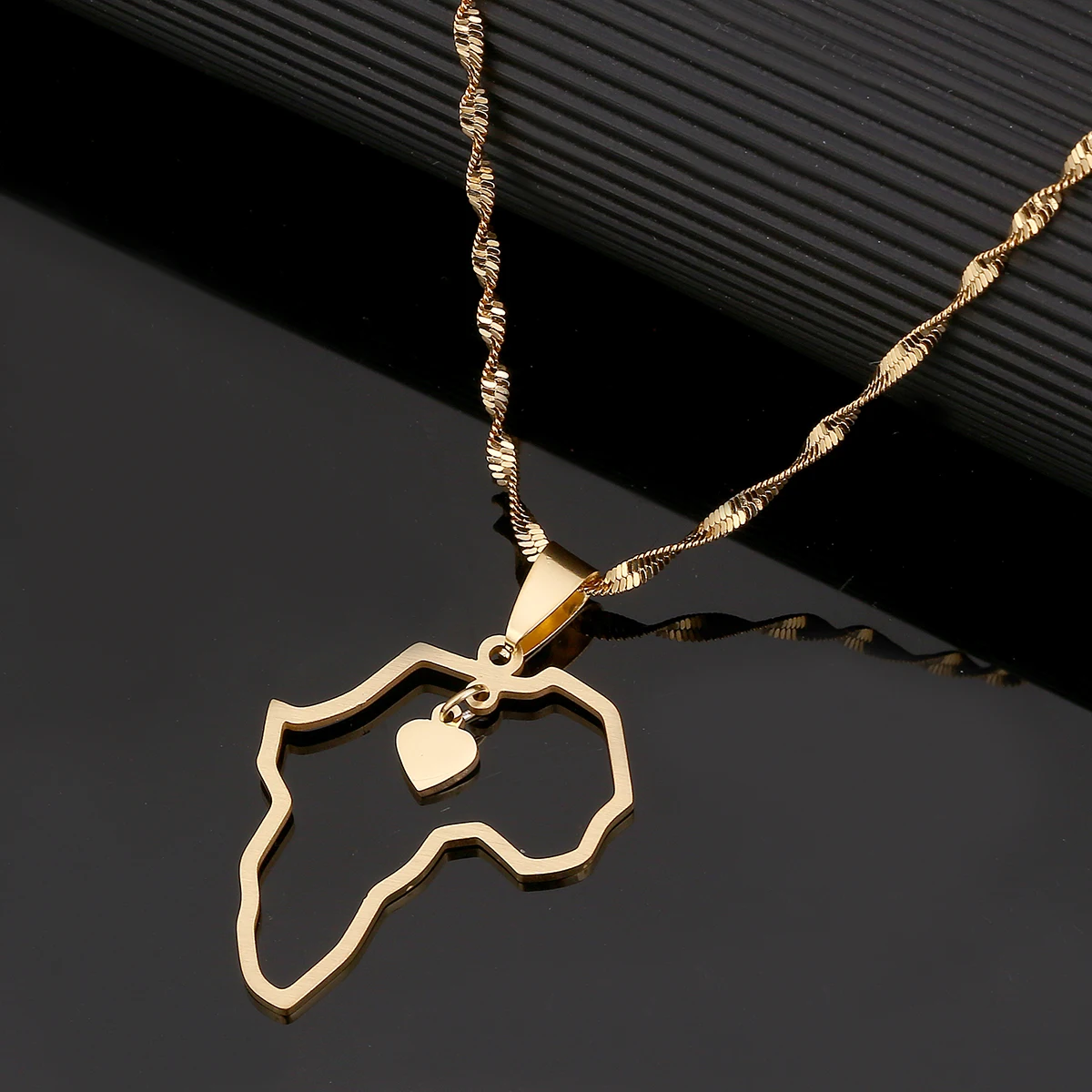 Africa Map Heart Pendant Necklace African Of Map Silver Gold Color Charm Jewelry