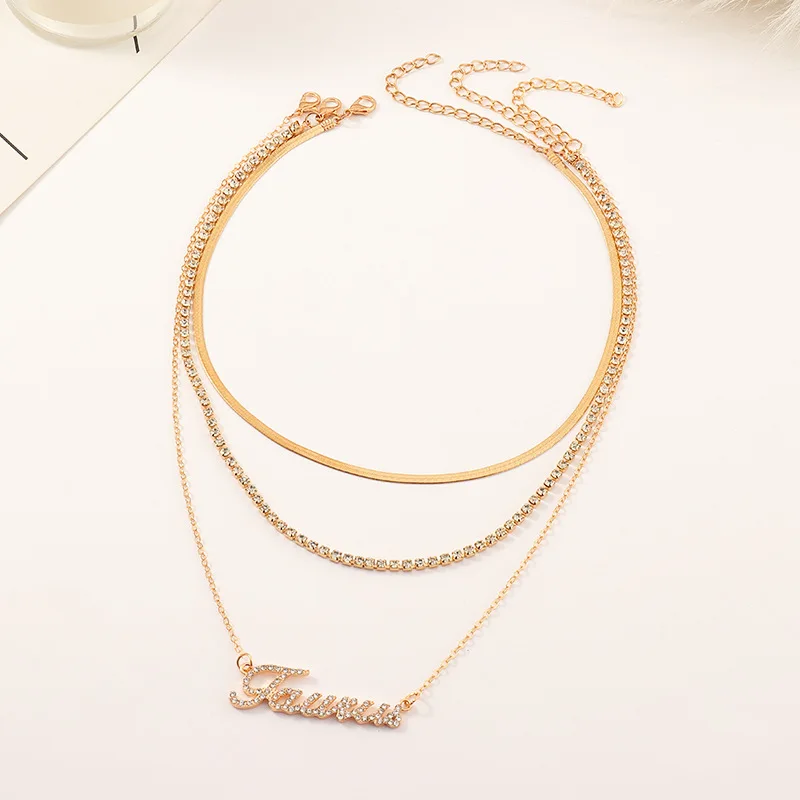 

Multi-layer diamond-encrusted choker twelve horoscope necklaces