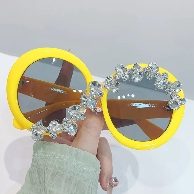 

LBAshades 5801 Oversized round frame sunglasses diamond ladies luxury shades sunglasses women custom logo