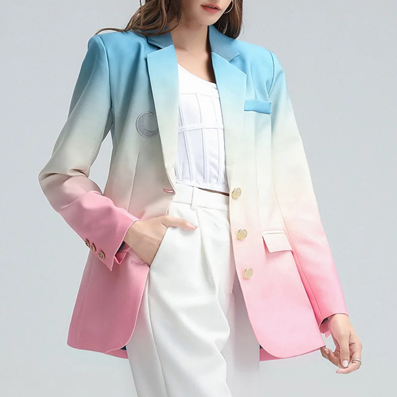 

New design limited quantity blazers hombr Women tie dye femme long blazer for ladies office blazer jacket for women, Picture color