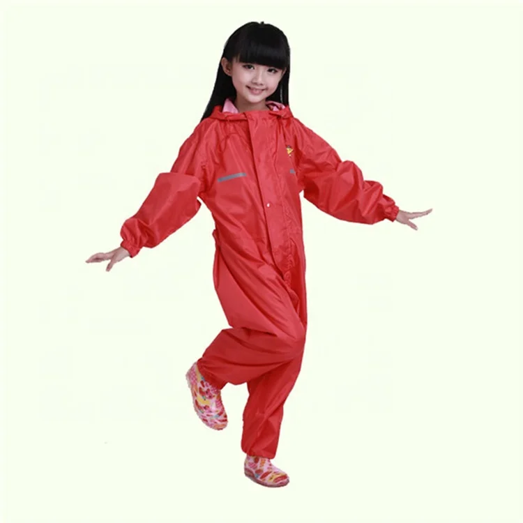 

Wholesale prompt goods polyester waterproof teenage trench child kids children overall raincoat set, Red or custom pms colors matched