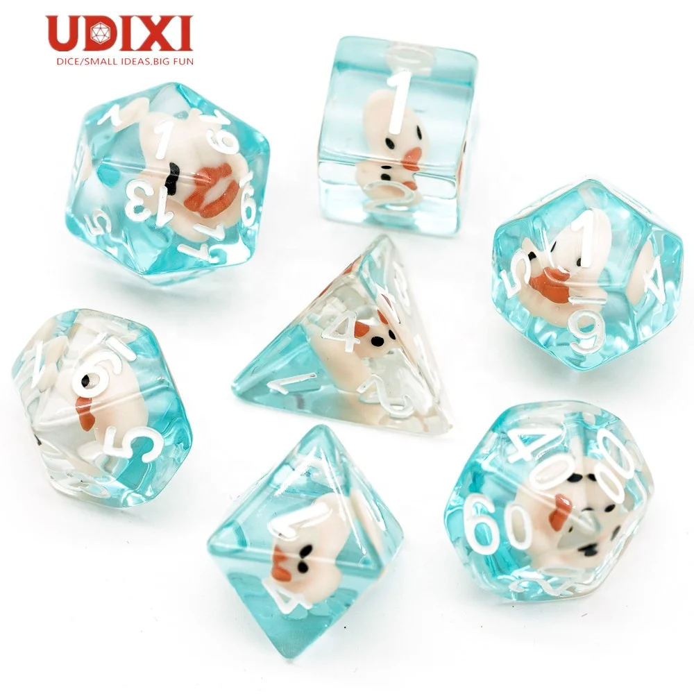 

Resin Custom Made Duck RPG DND Dice for Board or Card Games Role-playing Dice Set, 2 color