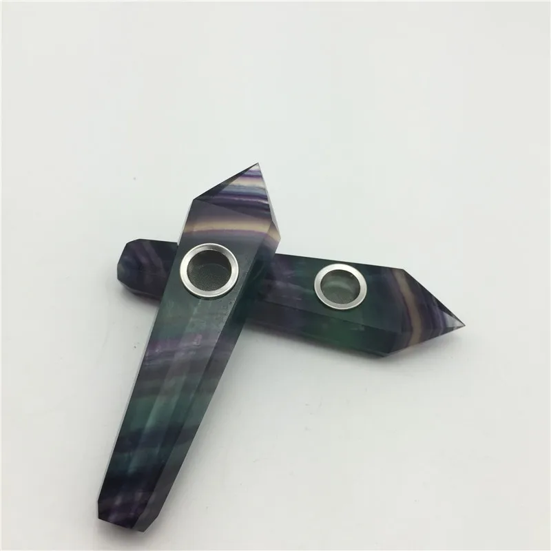 

Natural Quartz Rainbow Fluorite Crystal Point Smoking Pipes for Sale