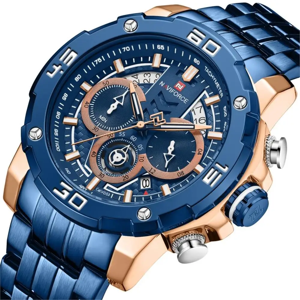 

NAVIFORCE 9175 Men Watch Luxury Business Quartz Clock Casual Chronograph 3ATM Waterproof Watches Men Wrist Relogio Masculino New, 6-color