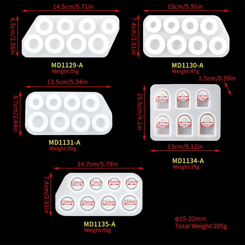 

DM086 5 Styles DIY Ring Mold Jewelry Making Casting Silicone Resin Epoxy Molds Silicone