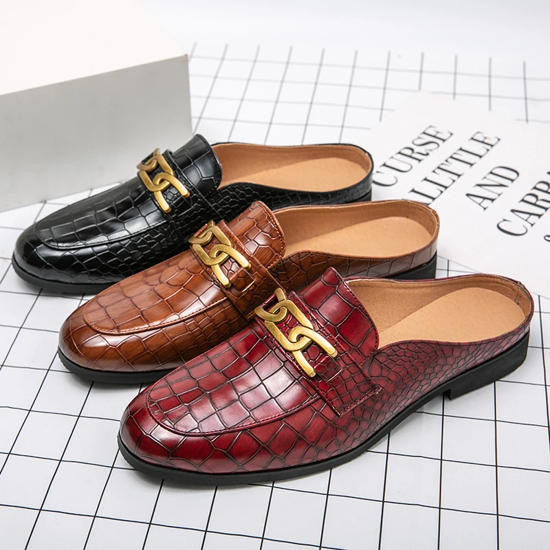 

Crocodile Pattern Pump Half Shoes Fashion Mules Backless Leisure Men Casual Slippers Shoes