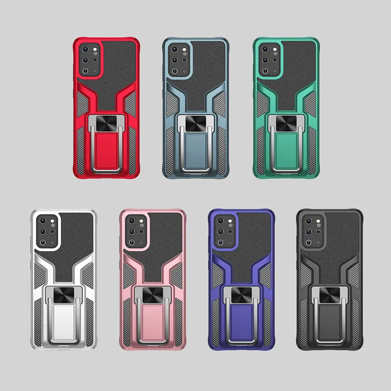 

New Arrival Hybrid Magnetic Car Kickstand Shockproof PC TPU Ring Phone Case For samsung s21