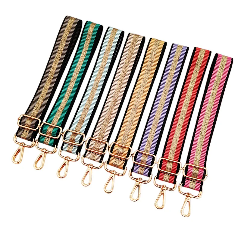 

Wholesale 3.8CM Width Gold Thread Bag Straps Shoulder Crossbody Colorful Adjustable Shoulder Strap For Bag
