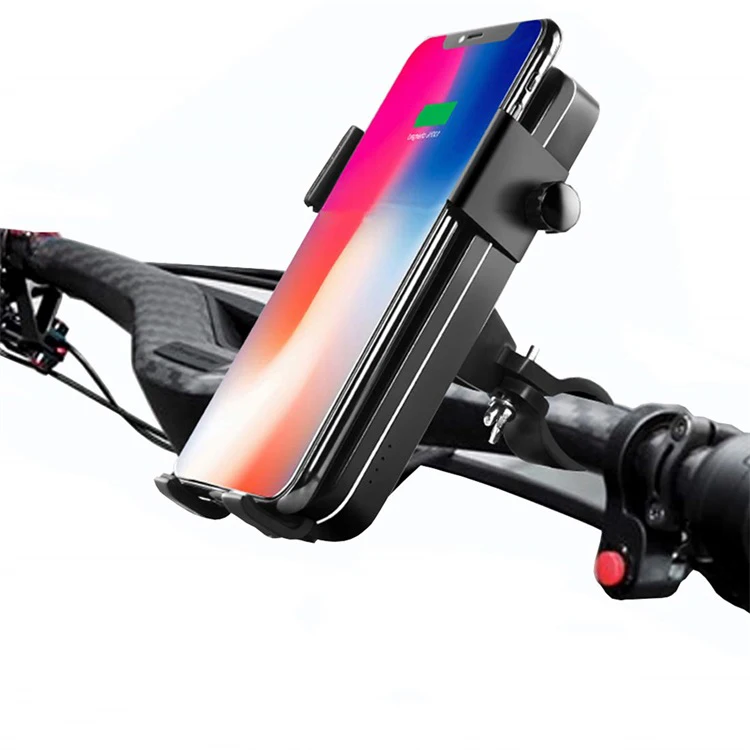 

Universal Adjustable Motorcycle Handlebar Mount Wireless Power Bank Bicycle Bike Phone Mount Holder with LED Light