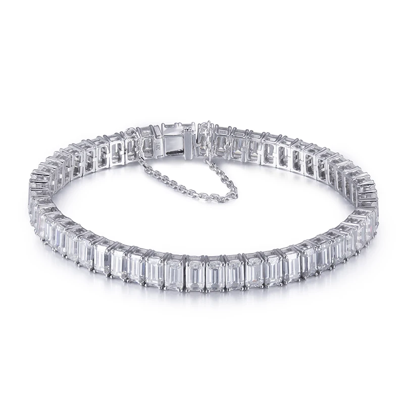 

Fashion jewelry gift 14k white gold Emerald cut DEF Moissanite diamond tennis bracelet