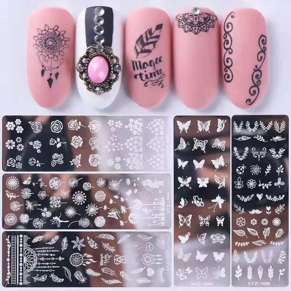 

2021 DIY Nail Beauty Design 12 Styles Stainless Metal Material Nail Art Stamp Polish Stamping Plates Nail Stamp Plate, Customers' requirements