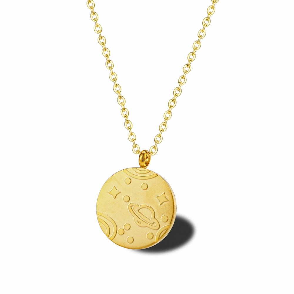 

Stainless Steel Universe Collection Celestial Body Moon Star Coin Necklace