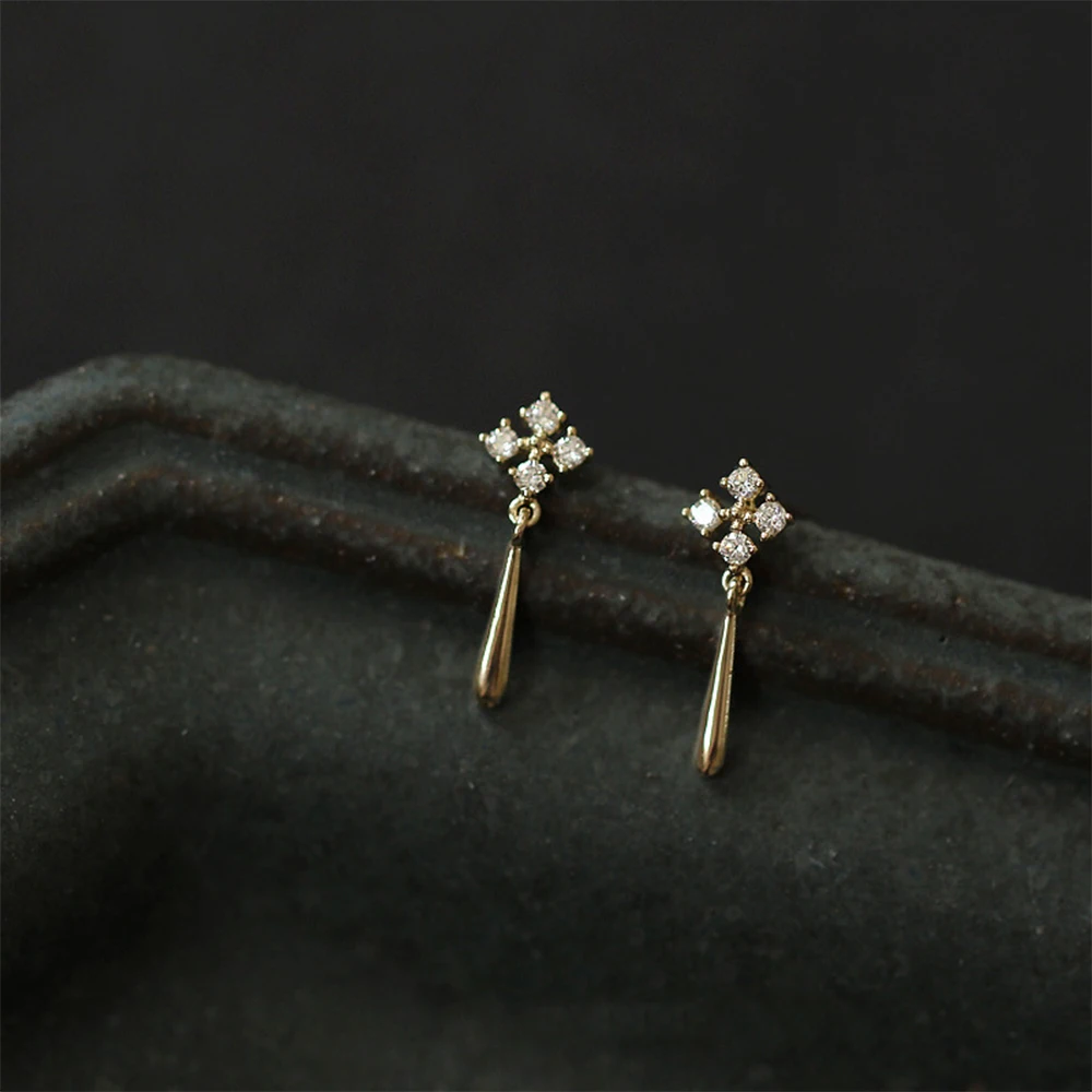 14K Gold Plated Jewelry Ladies 925 Sterling Silver Flower Earrings For Women Classic Vintage Fashion Jewelry Stud Earrings