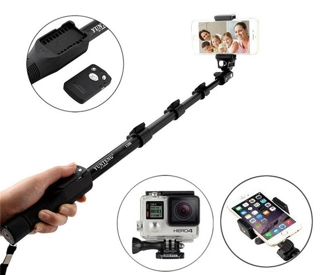 Original Yunteng 1288 Remote Control Selfie Stick Monopod for Iphones 6/7/8 Xiaomis Samsungs Action camera Gopros 7 6 5