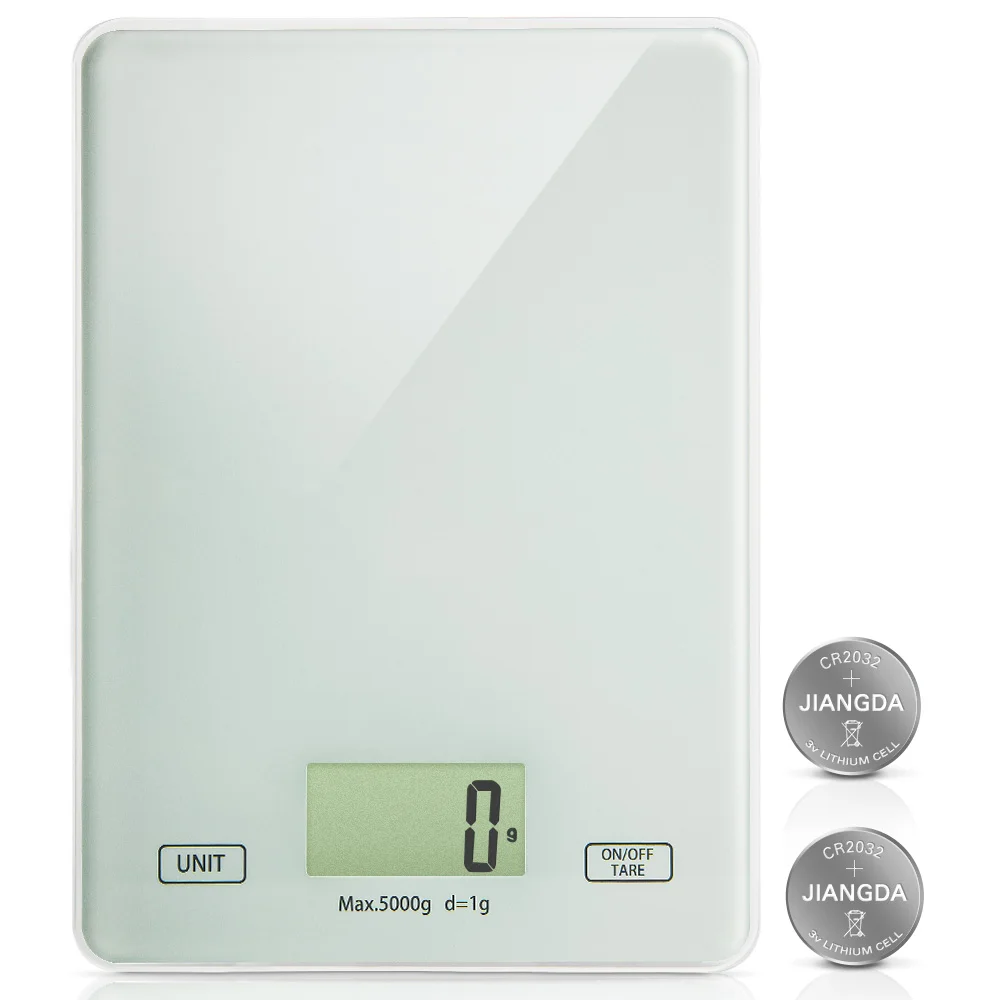 

Digital Kitchen Scales Food Scale with Tempered Glass Platform Electronic Cooking Scales with Backlit LCD Display, White, black