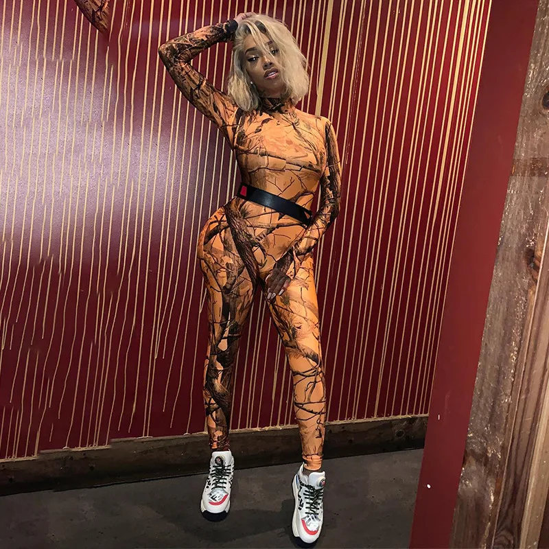 

2021 new arrival spring women fashion Floral long sleeve full-length jumpsuit women sexy playsuit
