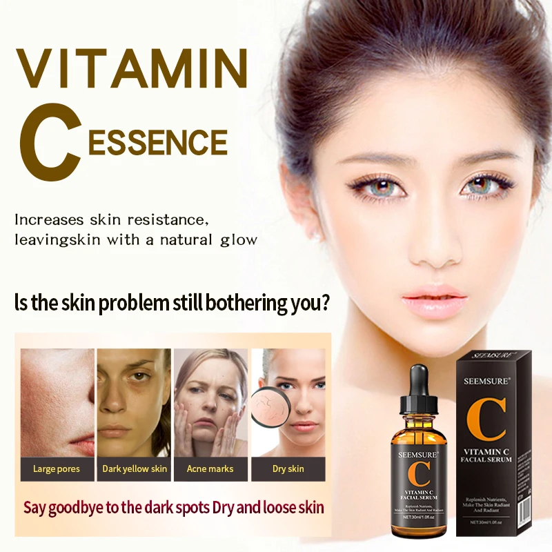 

Customize Your Logo Vitamin C Serum With Hyaluronic Acid & Vit E Natural Organic Anti Wrinkle For Face Facial Serum