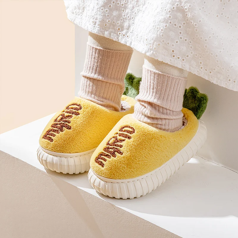 

Cheerful Mario Boys Girls Premium Soft Plush Slippers Cartoon Warm Winter House Shoes