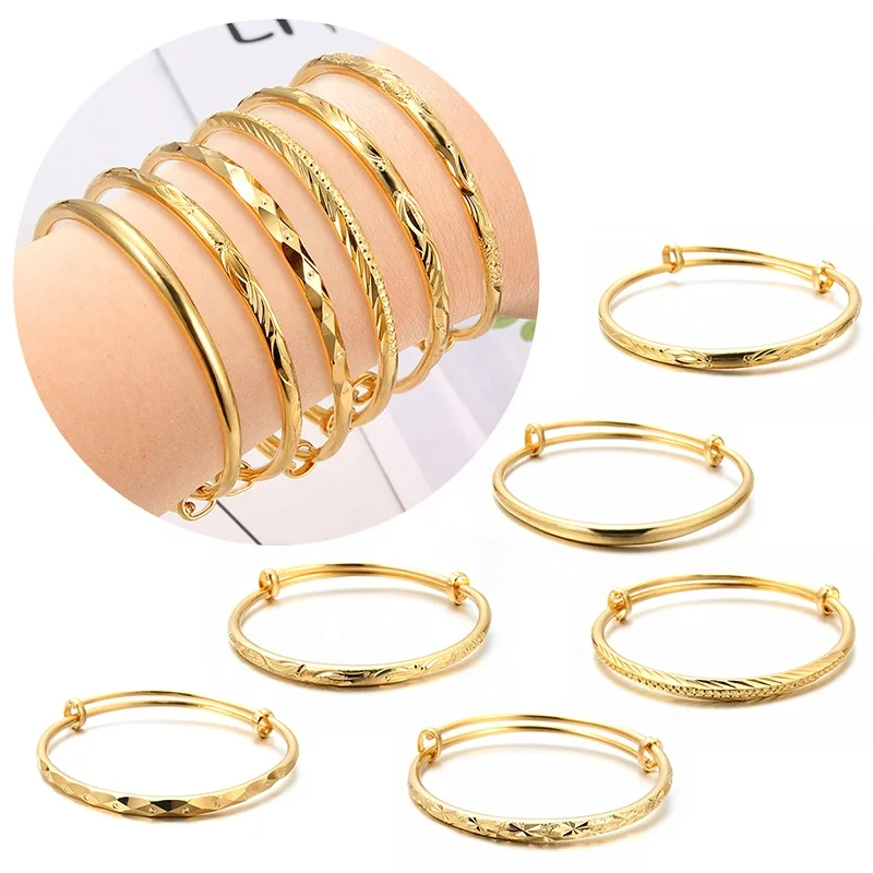 

24k Gold Color Ethiopian Jewelry Bangles For Women Dubai Ramadan Bangles&Bracelet African/Arab Weeding jewelry Gift