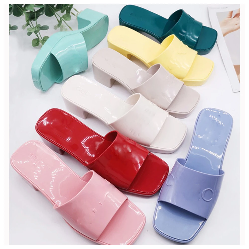 

New Arrival Women's Designer Sandals High Heeled Slippers Ladies Luxury Brand Double G Shoes, Solid color