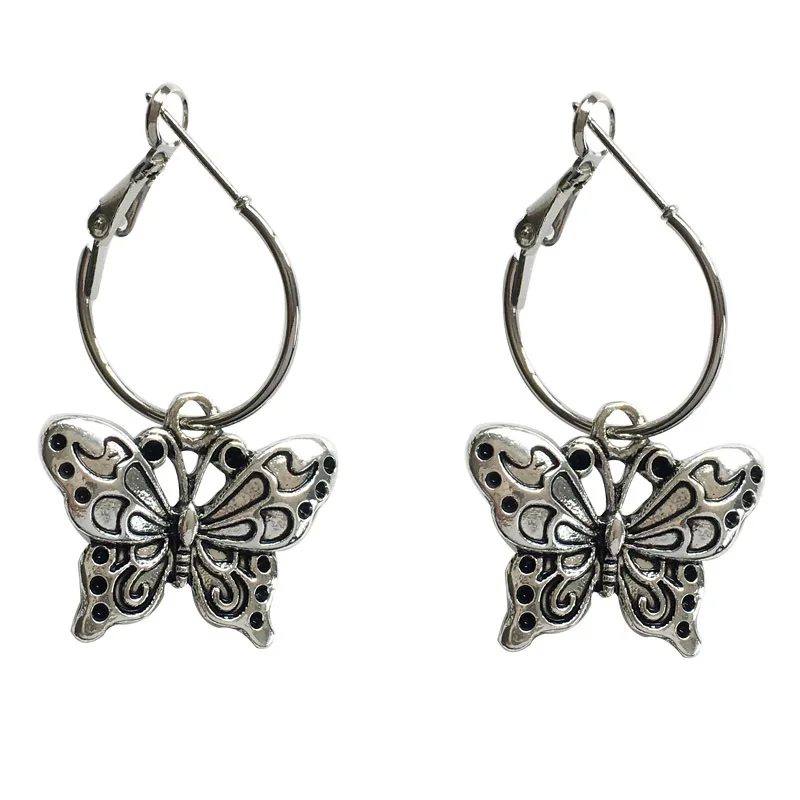 

Retro style women accessories metal texture butterfly earrings
