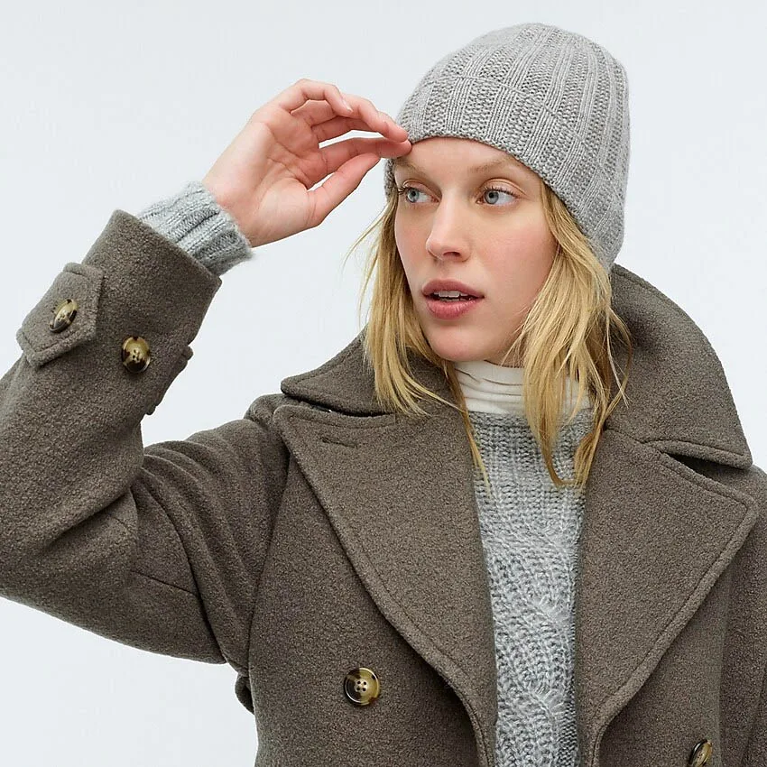 

WOMEN'S 100% CASHMERE KNITTED MOSS RIB BEANIE(HAT)