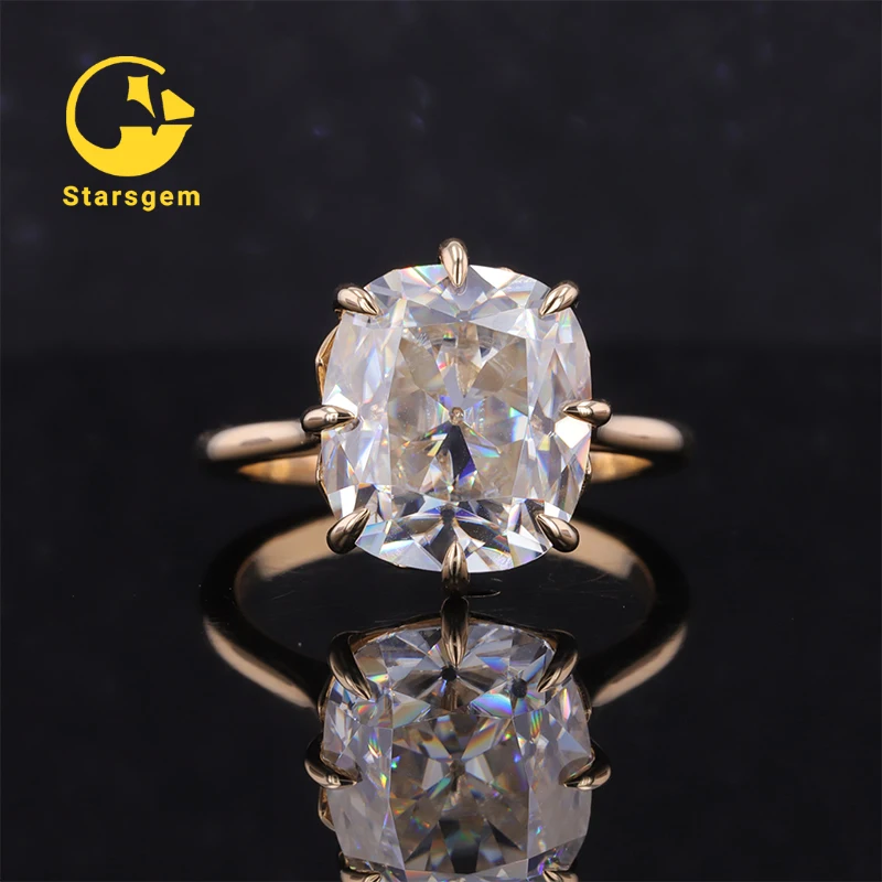 

New wedding rings18k gold lab created moissanite diamond rings jewelry women cushion cut gemstone engagement ring