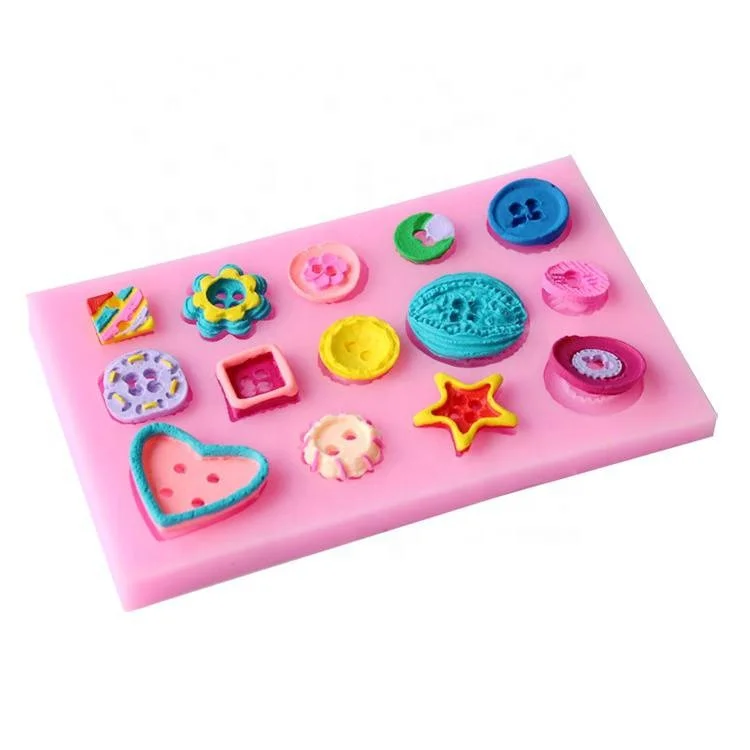 

New Lovely Button Shape Cake Mould Cookie Fondant Decoration Mould Chocolate Silicone Mold Baking Tray, As shown