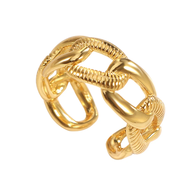 

Fukarni 4.35 Gram Manufacturer Direct Sale Chain Links Gold Plated 925 Sterling Silver Wedding Bands or Rings KR543