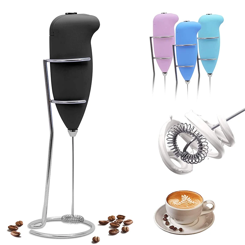 

Durable Drink Mixer Handheld Electric Foam Maker Milk Frother With Stainless Steel Stand