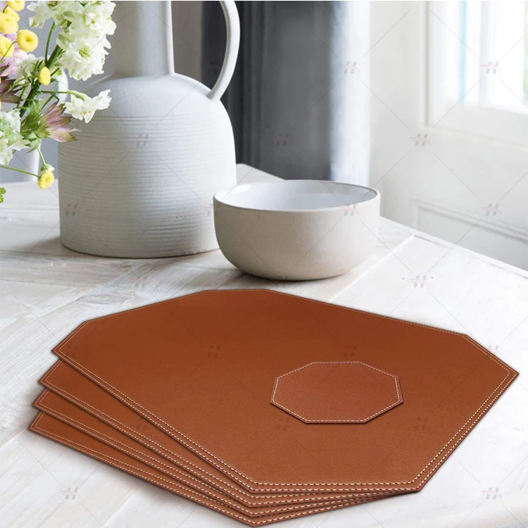 

2021 Office PU Leather Desk Mat Home Cup Mat Easy-clean Eat Mat