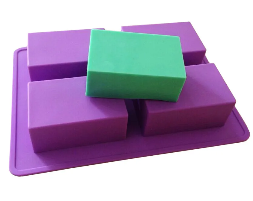 

1875 4 Cavity Silicone Rectangle DIY Soap Mould Cake Mould, Photo color