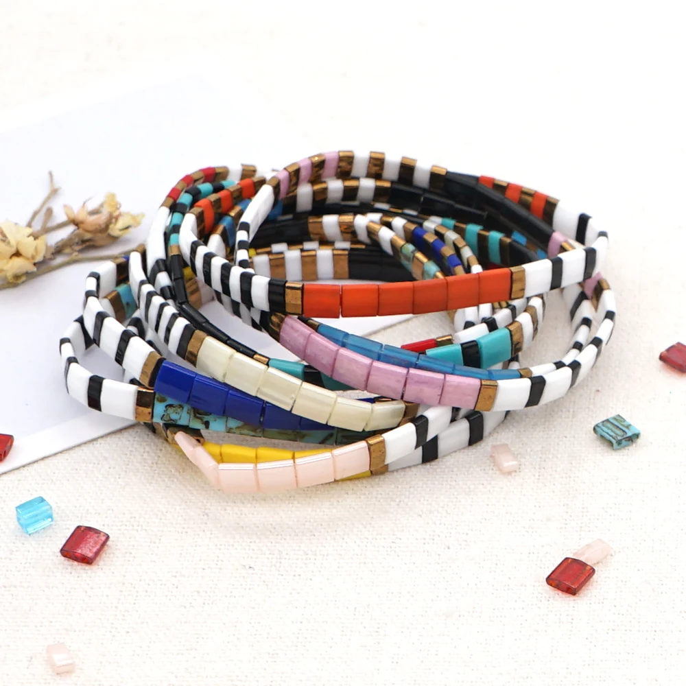 

Go2boho Bohemian Beaded Couple Men Beach Tila Seed Beads Bracelet Fine Rainbow Miyuki Fashion Jewelry Bracelets& Bangles Women