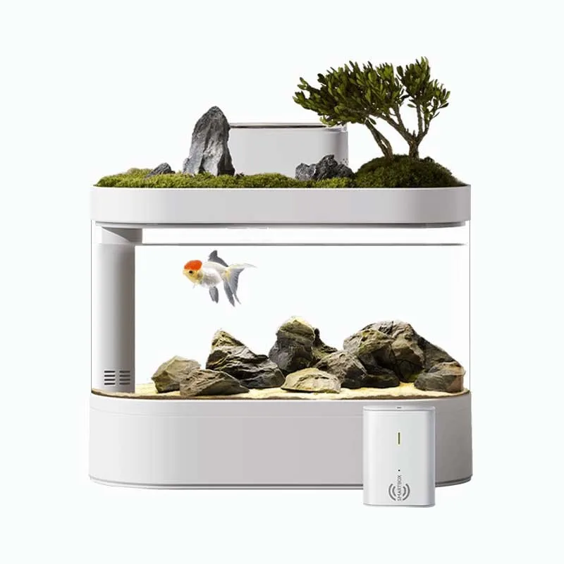 

Desktop Smart Aquarium Fish Tank with Automatic Fish Feeder and LED Lighting