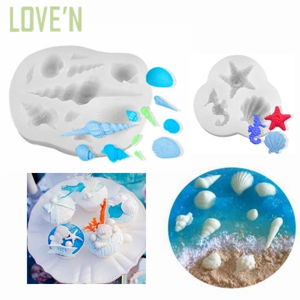 

LOVE'N LV215O Ocean series mini coral Mermaid seashell conch silicone mold set decor for resin chocolate cake baking tools