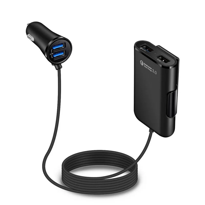 

Factory wholesale on-board charger QC3.0 4-in-1 4USB wired fast charger car charger