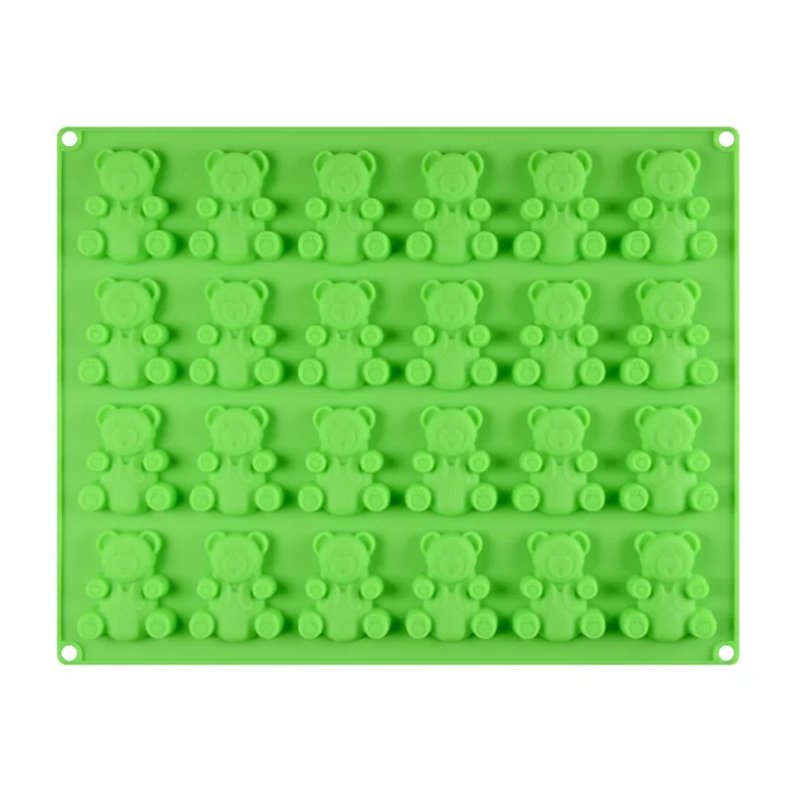 

Food Grade 24 Cavities Larger Gummy Bear Mold Silicone Baking Molds, Green
