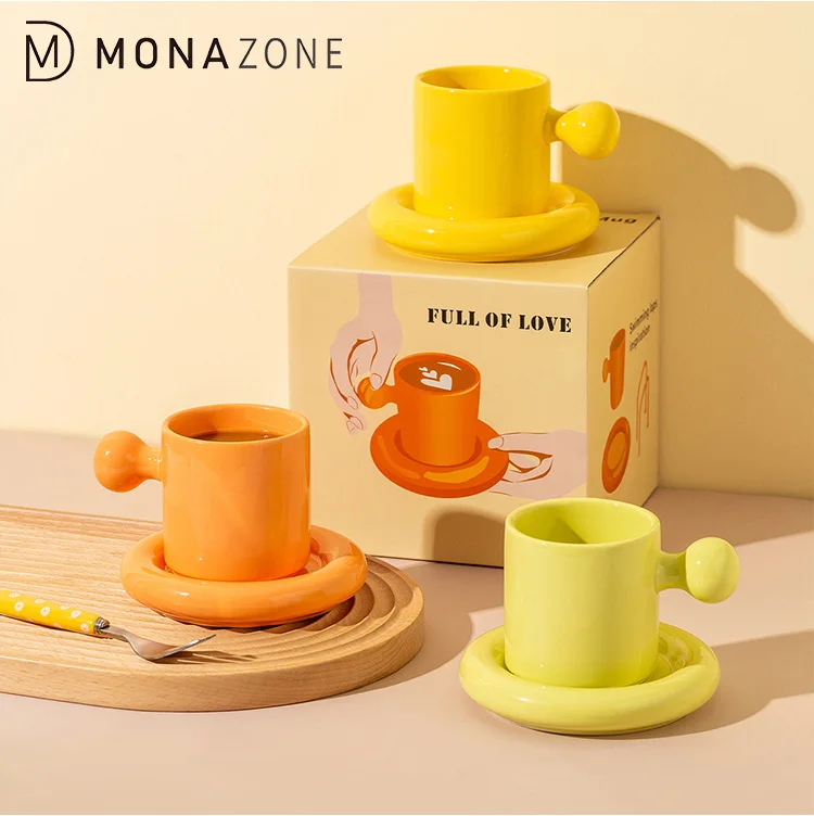 

MONAZONE Cute Lovely Coffee Mug INS Style Macaron Colored Creative Milk Tea Cup for Home Breakfast