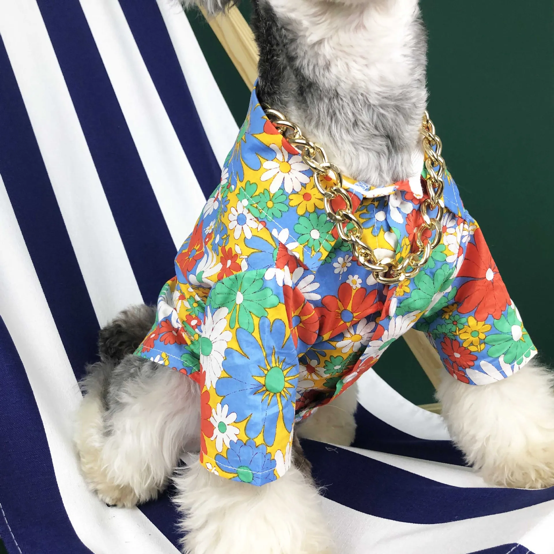

Popular small dog summer thin print pet flower shirt comfortable dog clothes