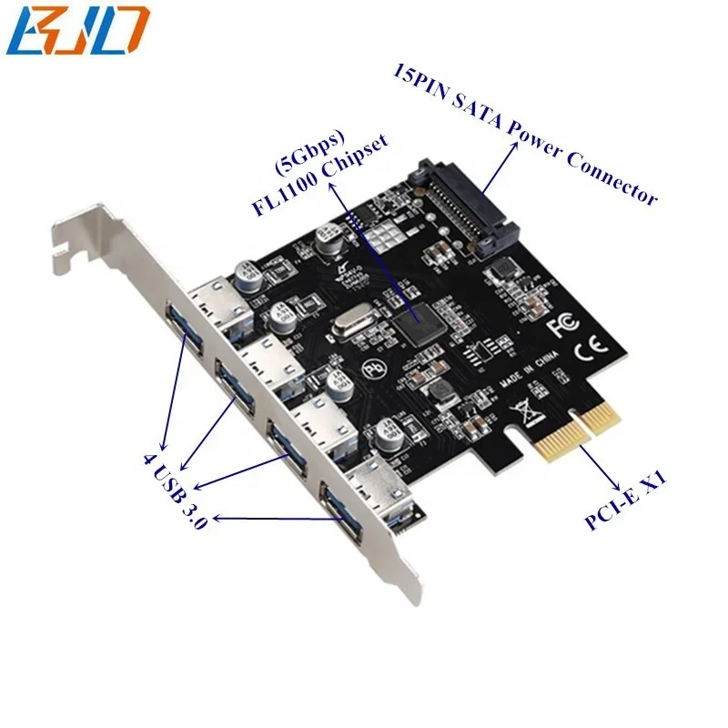 

USB 3.0 PCI Express Expansion Riser Card 4 * USB3.0 to PCIe 1x Adapter Card for Windows DOS Linux