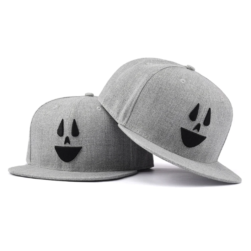 

High Quality Custom Your Design Logo Hip Hop 6 Panel Heather Grey Flat Brim Hat Snapback Caps