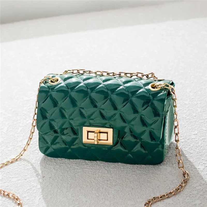 

Jelly chain lock mobile phone bag stylish ringer one shoulder handbag for women, Burgundy, light gray, green, blue, black, pink