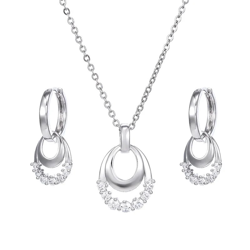 

Inspired Designer Zircon Necklace Jewelry Sets, Silver