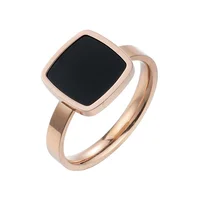 

Minimalist design black agate party ring in gold plated for women jewelry