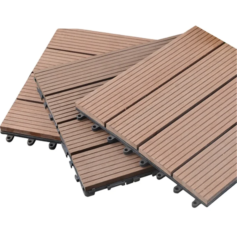 
30x30cm Interlocking Tile Plastic backing composite decking tile 